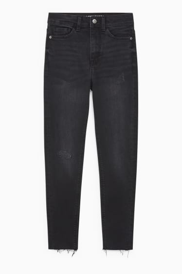 Dames - CLOCKHOUSE - skinny jeans - super high waist - zwart