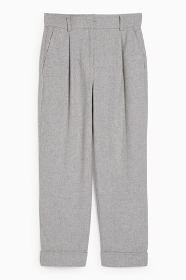 Dona - Pantalons de tela - high waist - wide leg - gris clar jaspiat