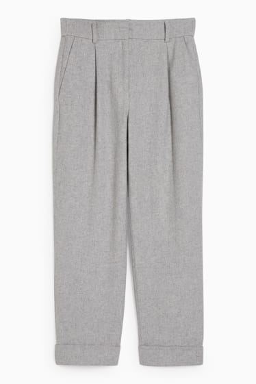 Mujer - Pantalón de tela - high waist - wide leg - gris claro jaspeado