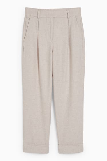 Dames - Pantalon - high waist - wide leg - beige