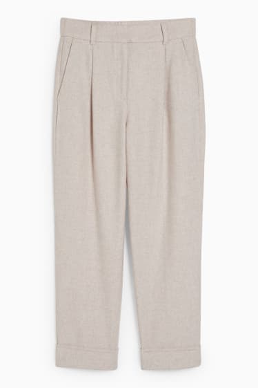 Femmes - Pantalon en toile - high waist - wide leg - beige