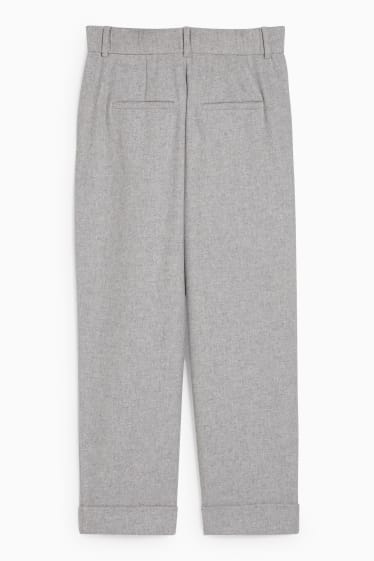 Femmes - Pantalon en toile - high waist - wide leg - gris clair chiné