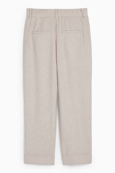 Donna - Pantaloni - vita alta - gamba larga - beige