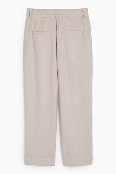 Dames - Pantalon - high waist - wide leg - beige