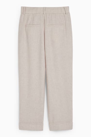 Femmes - Pantalon en toile - high waist - wide leg - beige