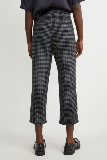 Femei - Pantaloni - talie înaltă - tapered fit - gri închis