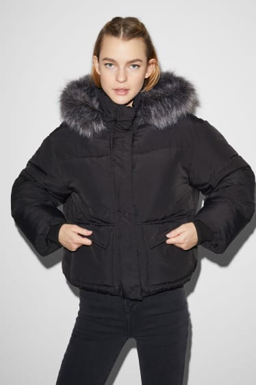 Women - CLOCKHOUSE - quilted jacket with hood - black