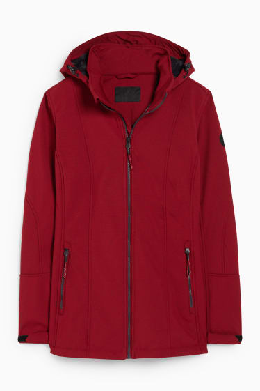 Damen - Softshelljacke mit Kapuze - dunkelrot