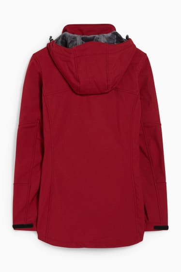 Damen - Softshelljacke mit Kapuze - dunkelrot