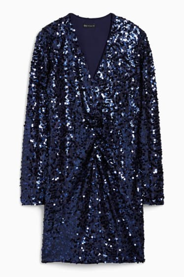 Femmes - Robe de paillettes - effet brillant - bleu foncé