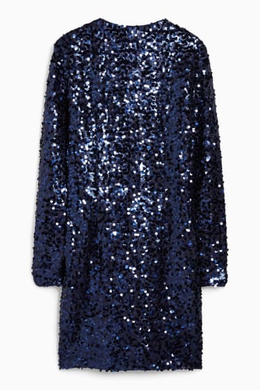 Donna - Vestito di paillettes - effetto brillante - blu scuro