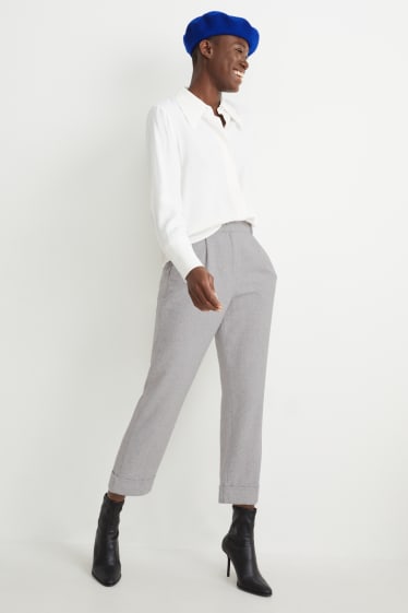 Femmes - Pantalon en toile - high waist - wide leg - gris clair chiné