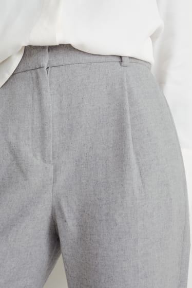 Kobiety - Spodnie materiałowe - wysoki stan - szerokie nogawki - jasnoszary-melanż