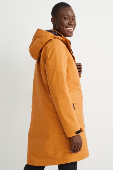 Women - Rain jacket with hood - toffee coloured