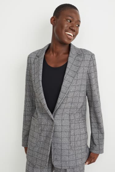 Damen - Blazer - Relaxed Fit - kariert - grau / schwarz