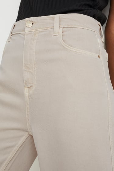 Women - Loose fit jeans - high waist - beige