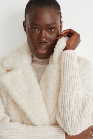 Women - Teddy fur waistcoat - creme