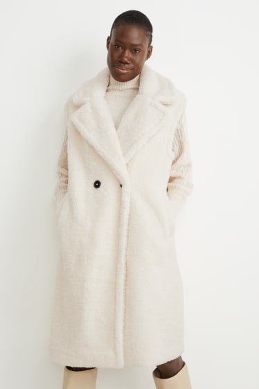 Women - Teddy fur waistcoat - creme