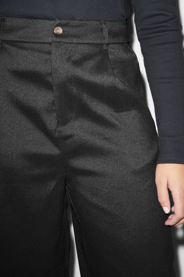 Femmes - CLOCKHOUSE - pantalon en toile - high-waist - jambes larges - noir