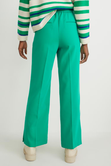 Femmes - Pantalon en toile - high waist - coupe droite - vert