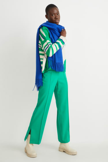 Femmes - Pantalon en toile - high waist - coupe droite - vert