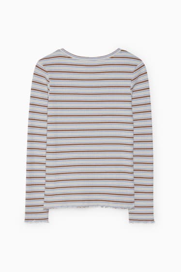 Dames - Longsleeve - gestreept - beige