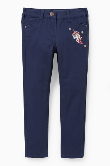 Copii - Fete - Unicorn - pantaloni termoizolanți - skinny fit - albastru închis
