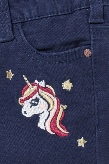 Copii - Fete - Unicorn - pantaloni termoizolanți - skinny fit - albastru închis