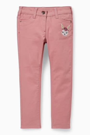 Enfants - Pantalon doublé - skinny fit - rose foncé