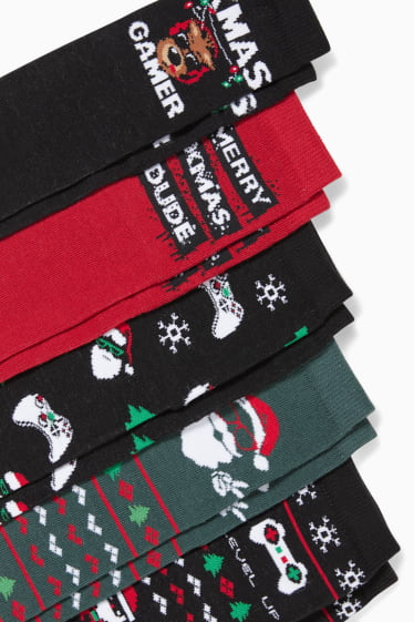 Enfants - Lot de 5 paires - jeux vidéo - chaussettes de Noël à motif - noir