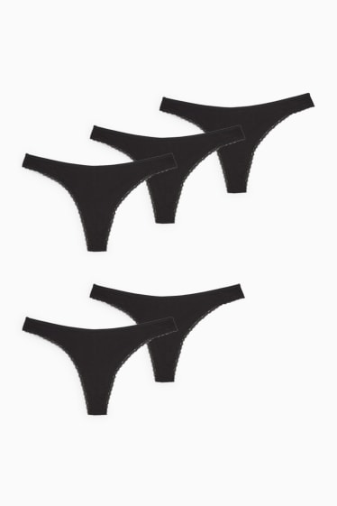 Dámské - Multipack 5 ks - tanga - černá