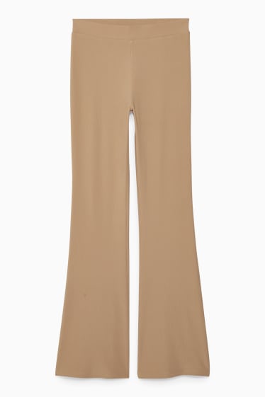 Femmes - CLOCKHOUSE - pantalon en jersey - flared - beige