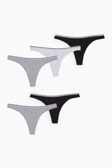 Dámské - Multipack 5 ks - tanga - šedá/černá