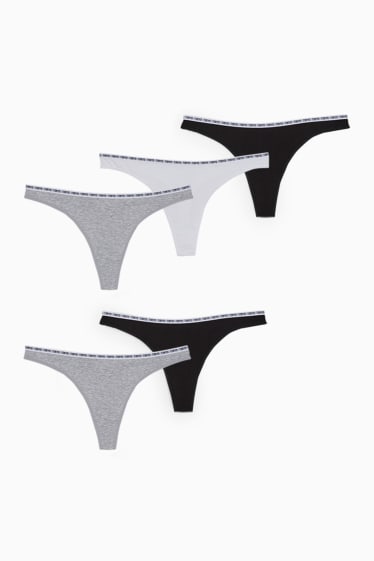 Dona - Paquet de 5 - tanga - gris/negre