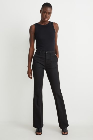 Women - Cloth trousers - high waist - recycled - black