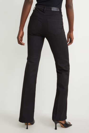 Dames - Pantalon - high waist - flared - zwart