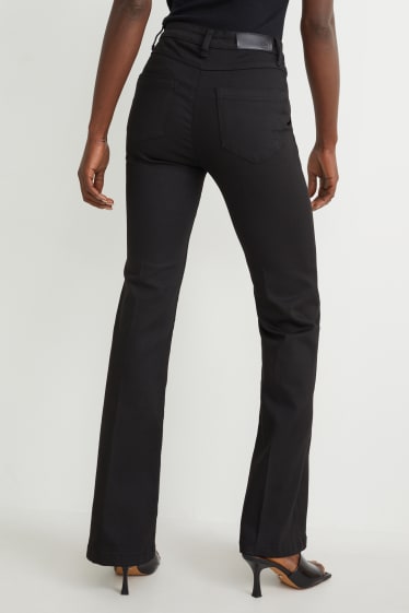 Femmes - Pantalon en toile - high-waist - flared - noir