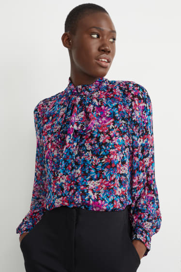 Donna - Blusa di chiffon - a fiori - stampa multicolore