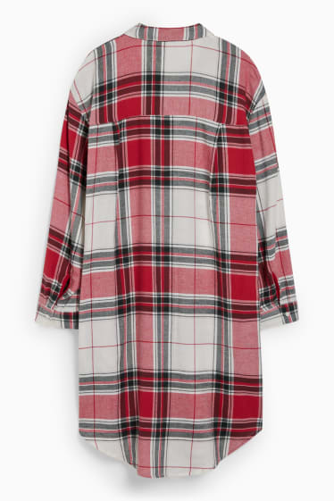 Damen - Flanell-Bigshirt - kariert - weiß / rot