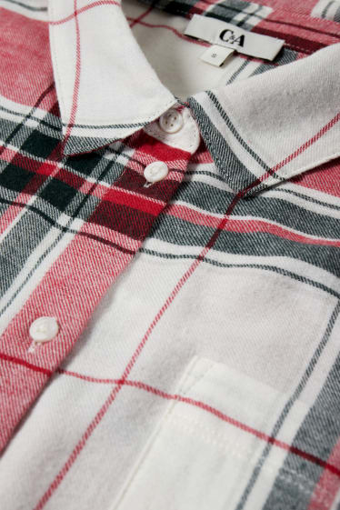 Dona - Camisa ampla de franel·la - de quadres - blanc/vermell