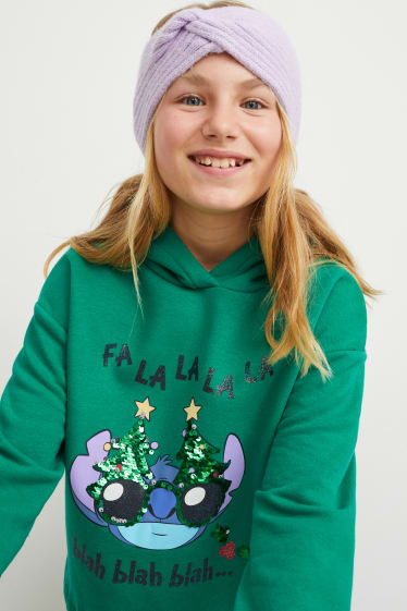 Kinderen - Lilo & Stitch - hoodie voor de kerst - glanseffect - groen