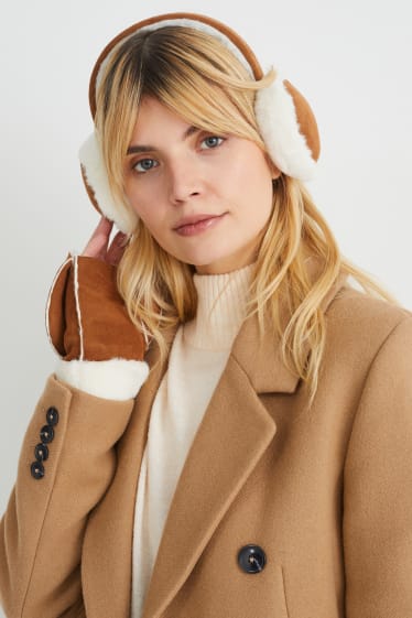 Women - Faux fur earmuffs - havanna