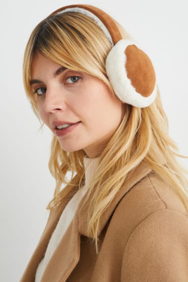 Women - Faux fur earmuffs - havanna