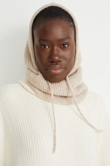 Women - Knitted hood - beige