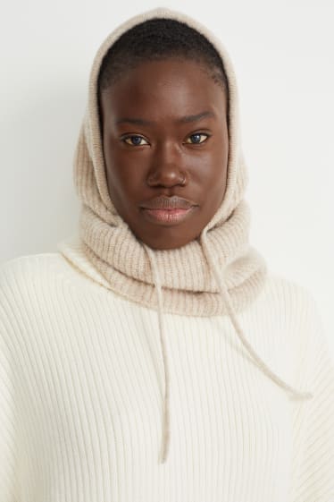 Femmes - Capuche en maille - beige