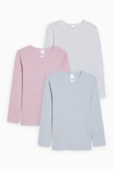 Kinder Mädchen - Multipack 3er - Unterziehshirt - rosa / hellblau