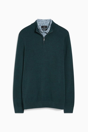 Hommes - Pullover et chemise - regular fit - col button down - vert