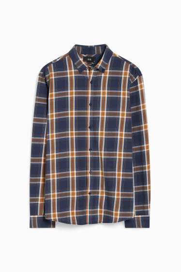 Herren - Pullover und Hemd - Regular Fit - Button-down - orange / blau