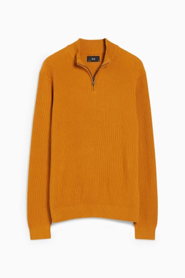 Herren - Pullover und Hemd - Regular Fit - Button-down - orange / blau