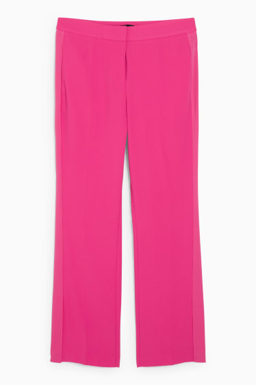 Femmes - Pantalon en toile - high waist - coupe droite - rose